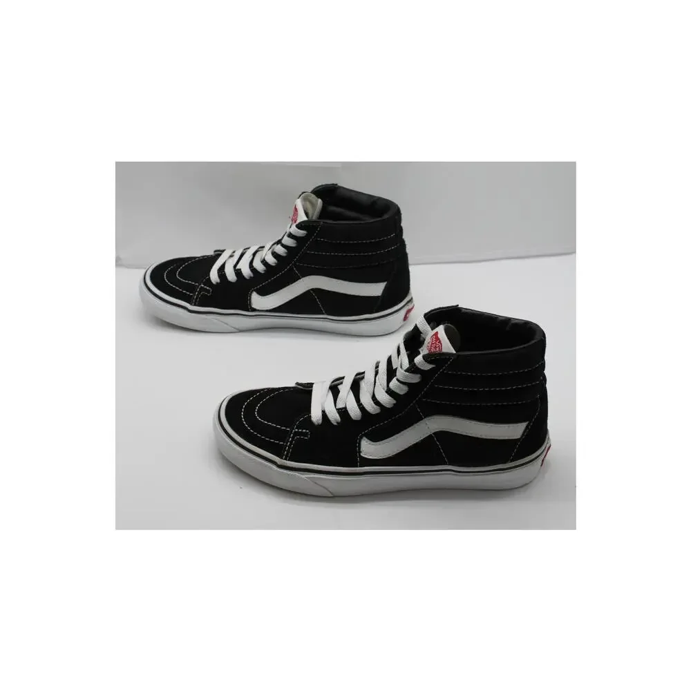 Vans Black & White Streetwear Skater Casual Suede Canvas High Top Sneakers 7.5